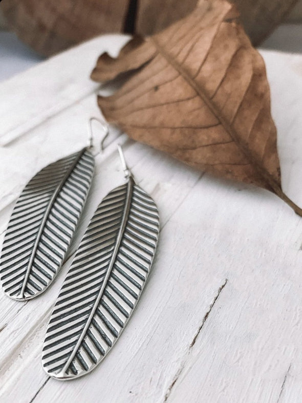 Silver 925 Earrings - Feather