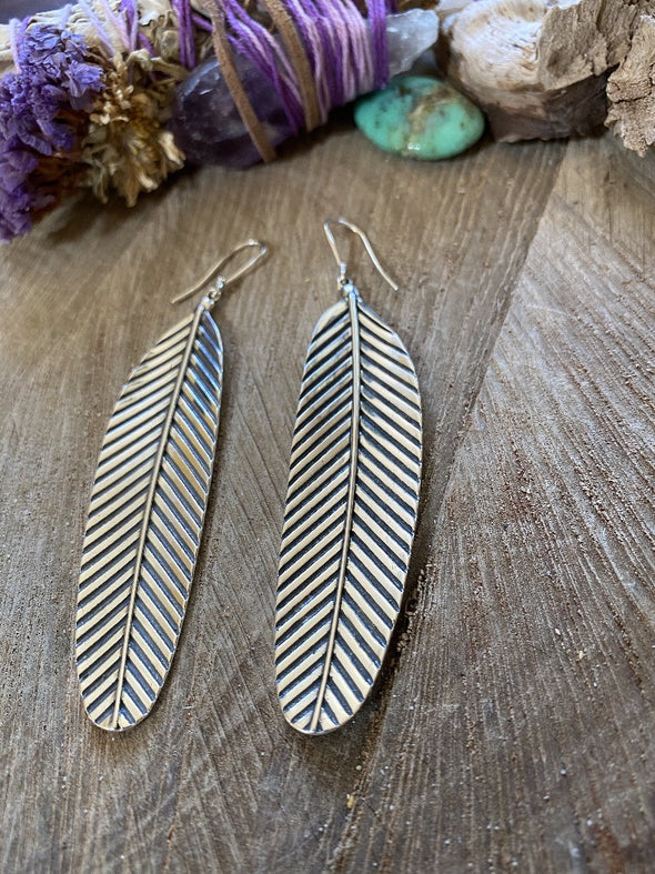 Silver 925 Earrings - Feather