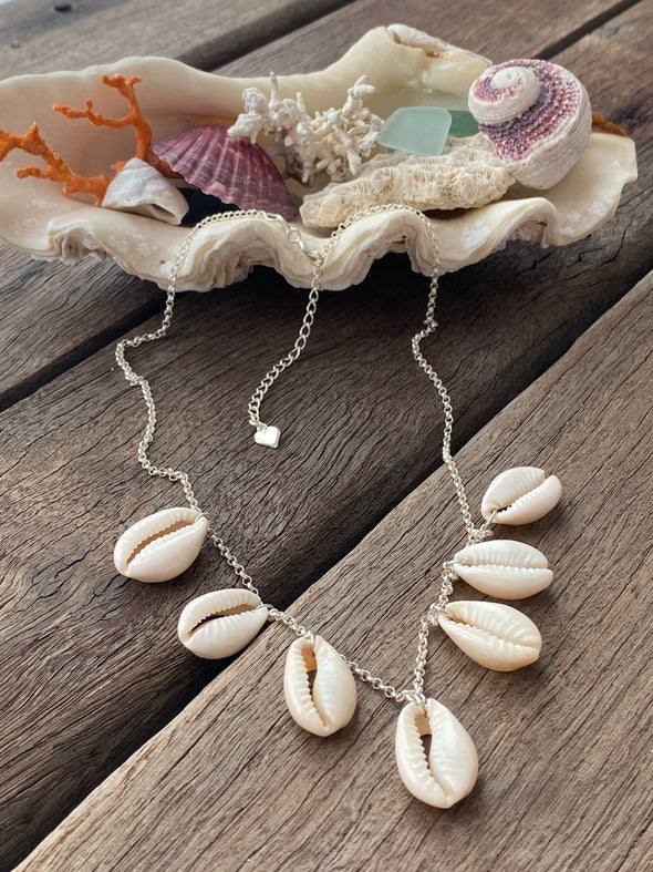 Silver 925 Necklace - Natural Cowrie Bliss