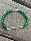 Silver 925 Bracelet - Portuguese Words - GraSilver 925 Bracelet - Gratitude - Green Jade