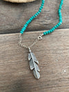 Silver 925 Necklace - Amazonite Feather