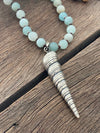 Silver 925 Necklace - Amazonite Sea Spiral Shell (adjustable)