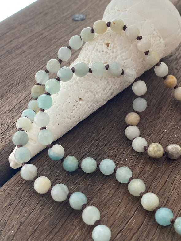 Silver 925 Necklace - Amazonite Sea Spiral Shell (adjustable)