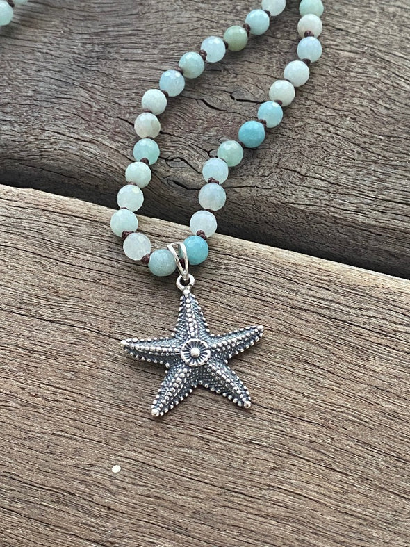 Silver 925 Necklace - Amazonite Starfish