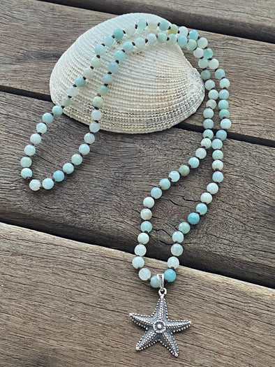 Silver 925 Necklace - Amazonite Starfish