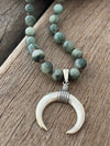 Silver 925 Necklace - Boho Green Hair Quartz (adjustable)