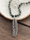 Silver 925 Necklace - Feather Green Hair Quartz