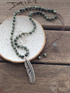Silver 925 Necklace - Feather Green Hair Quartz