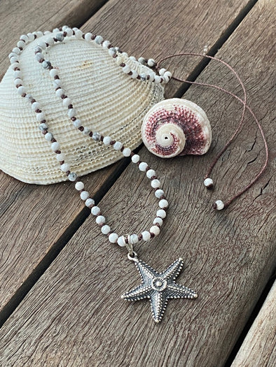 Silver 925 Necklace - Howlite Starfish
