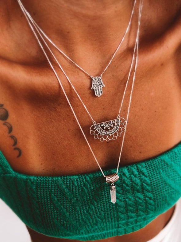 Silver 925 Necklace - Hand of Fatima