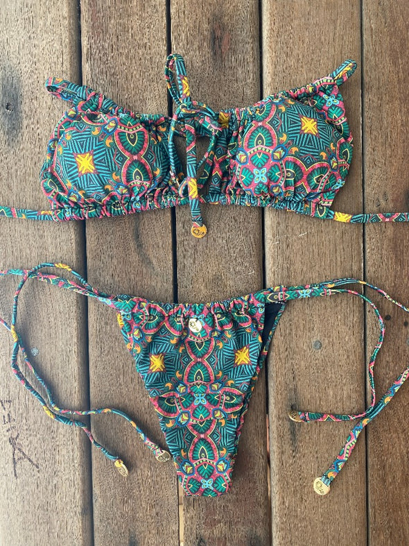 Bikini Drawstring Tie Sides Versatile Top Kaleidoscope