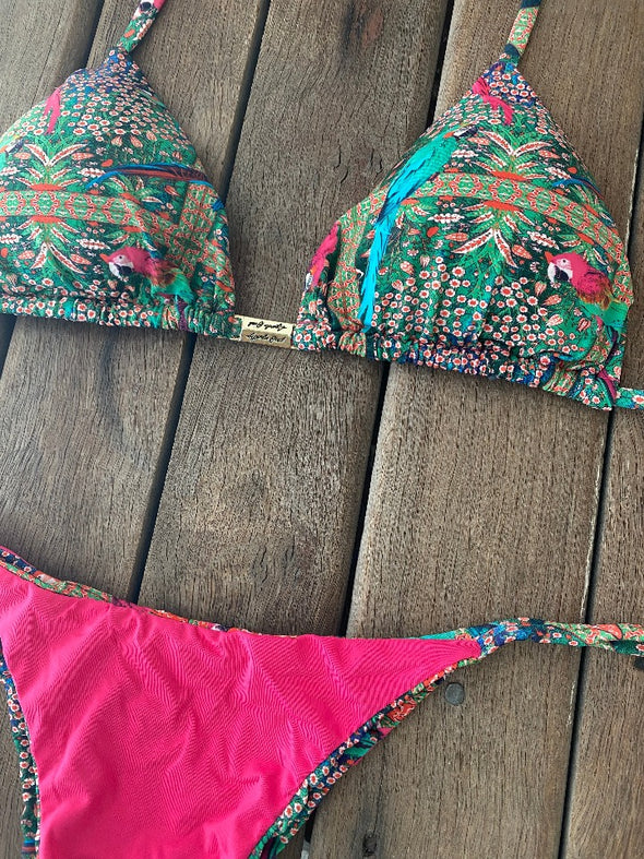 Bikini Tie Sides Bird Forest (pinkish version)