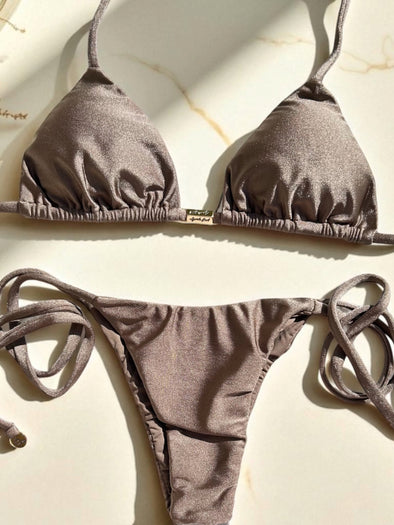 Bikini Tie Sides Shimmery Latte