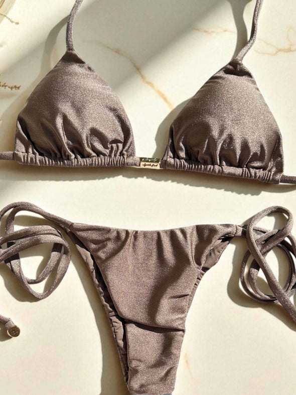 Bikini Tie Sides Shimmery Latte