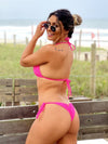 Bikini Tie Sides Pink Neon (textured - dots)