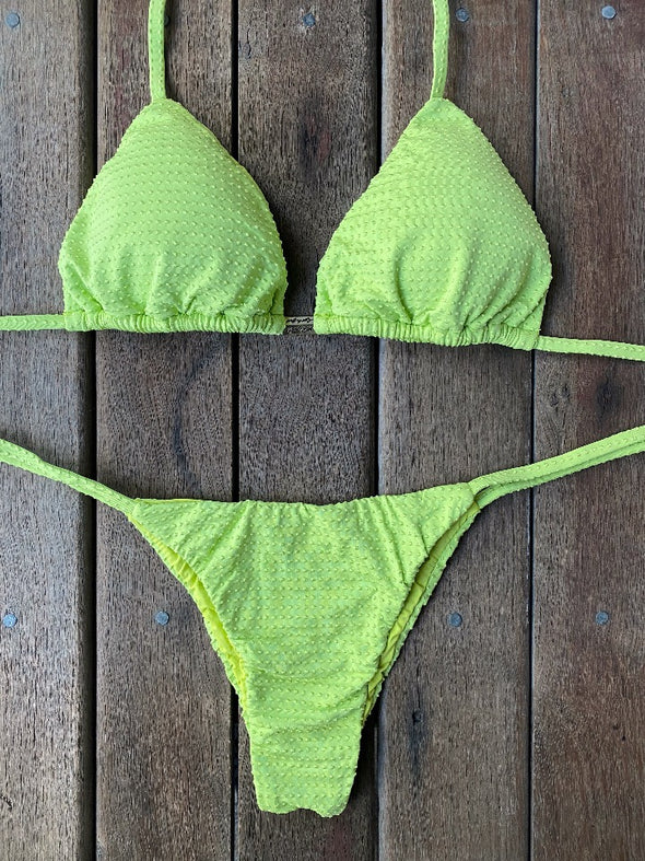 Bikini Tie Sides Dots Lime Fresh (textured)