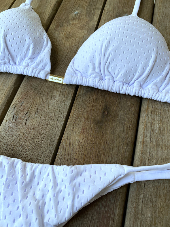 Bikini Tie Sides Polo White (textured)