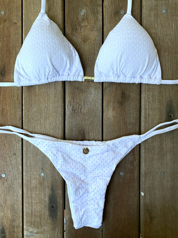 Bikini Tie Sides Polo White (textured)