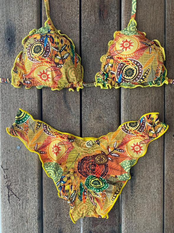 Bikini Wide Sides Ripple Tribal Mandala (fully reversible)