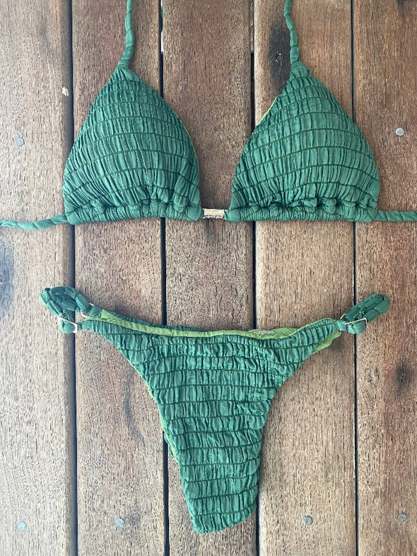 Bikini Adjustable Thin Sides Forest Green (textured)