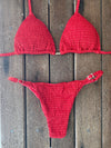 Bikini Adjustable Thin Sides Red (textured)