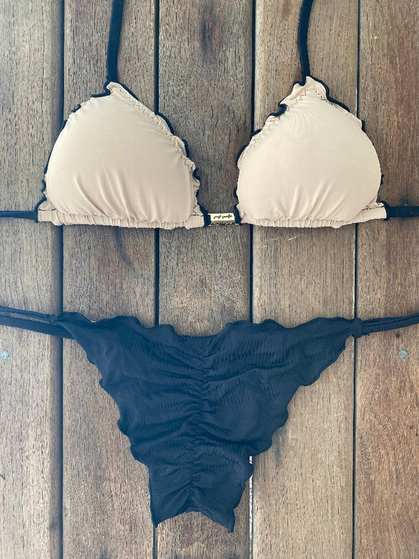 Bikini Tie Sides Ripple Nude Noir (fully reversible)