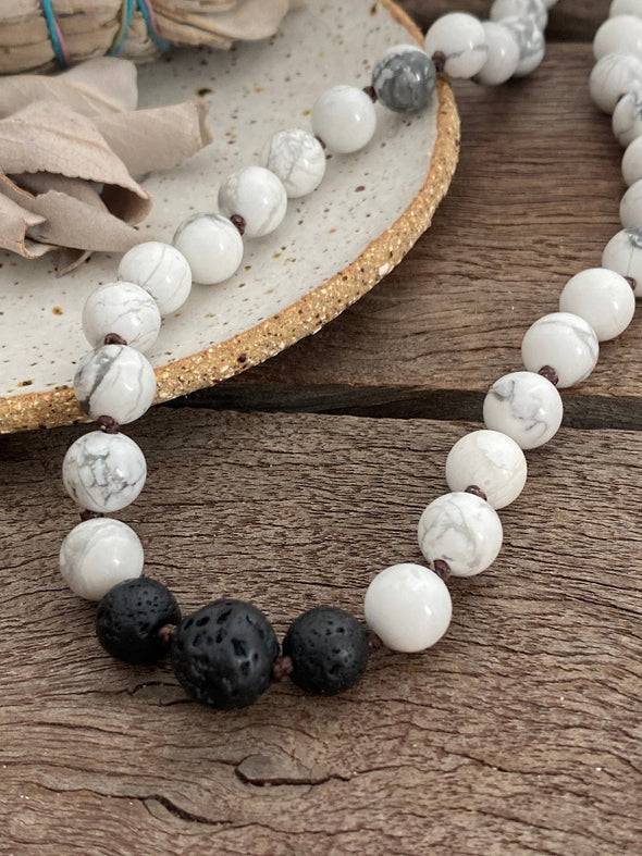 Gemstone Necklace - Howlite Lava