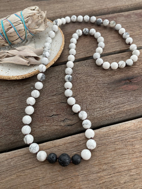 Gemstone Necklace - Howlite Lava