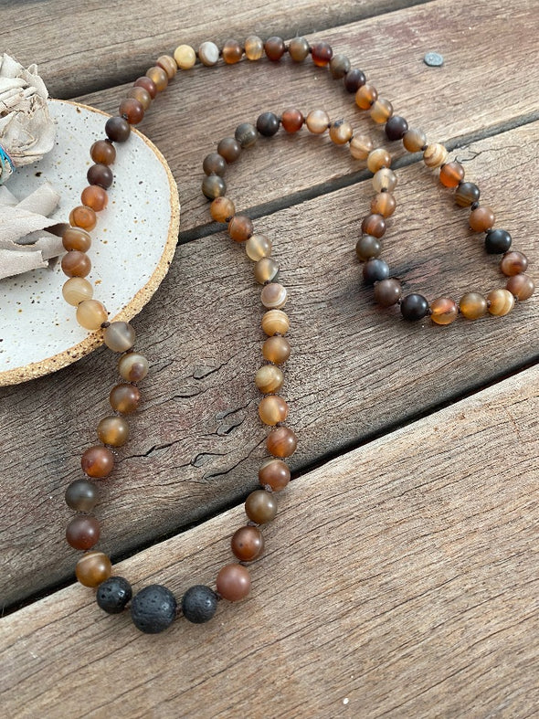 Gemstone Necklace - Lava Tiger's Eye