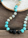 Gemstone Necklace - Turquoise Amazonite Lava (adjustable)