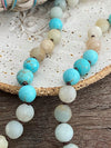 Gemstone Necklace - Turquoise Amazonite Lava (adjustable)