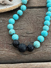 Gemstone Necklace - Turquoise Lava (adjustable)