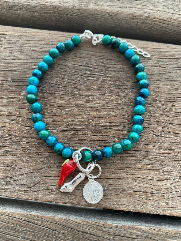 Silver 925 Bracelet - Chrysoprase Talisman 2