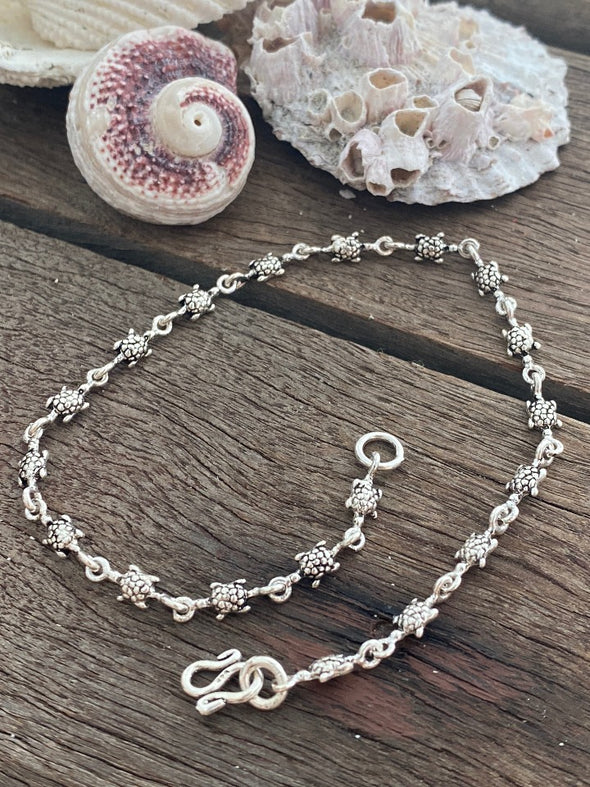 Silver 925 Anklet - Turtles