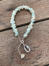 Silver 925 Bracelet - Larimar Cowrie Shell