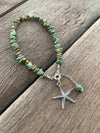 Silver 925 Bracelet - Gemstone Tibetan Turquoise Starfish Pendant