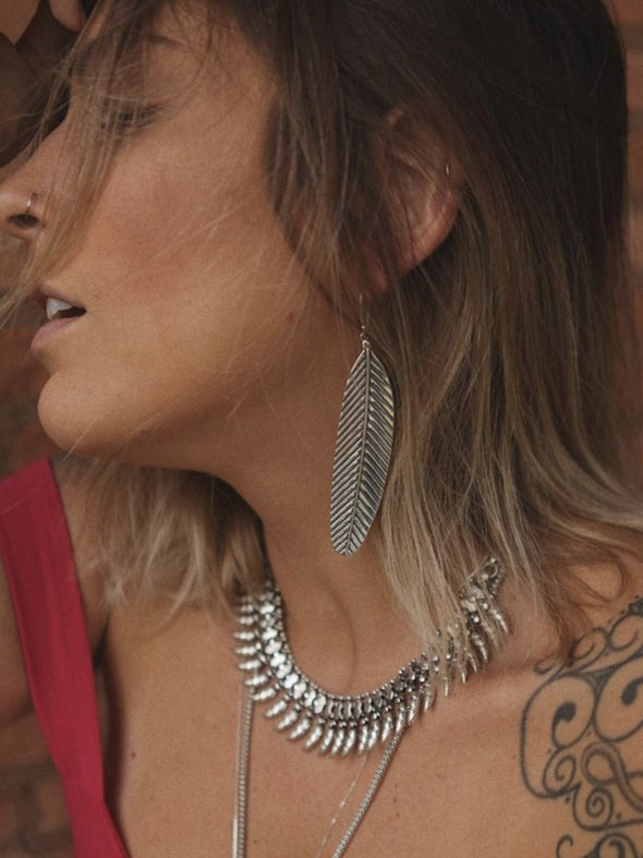 Silver 925 Earrings - Feather