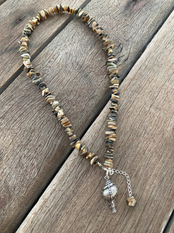 Silver 925 Necklace -Abalone Choker