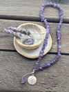 Silver 925 Necklace - Gemstone Choker Amethyst Flower