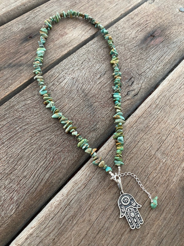 Silver 925 Necklace - Tibetan Turquoise Gemstone Chokers