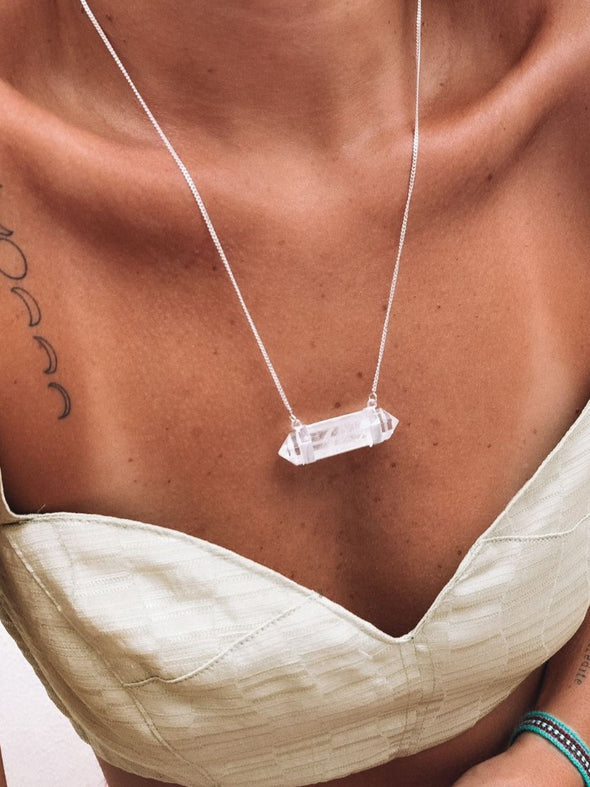 Silver 925 Necklace - Gemstone Portal Clear Quartz