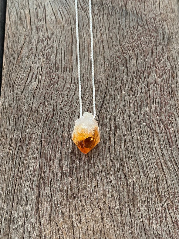 Silver 925 Necklace - Raw Crystals Citrine