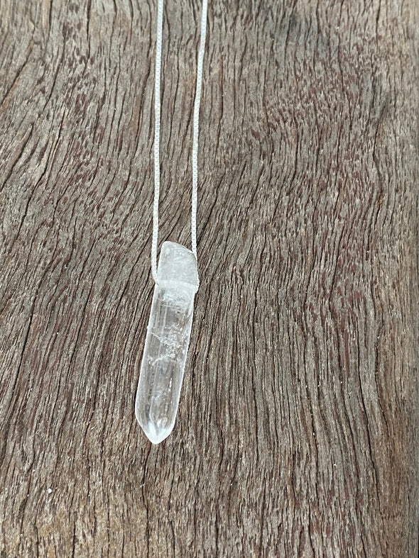 Silver 925 Necklace - Raw Crystals Clear Quartz