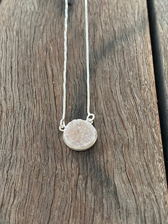 Silver 925 Necklace - Raw Crystals Druzy