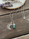 Silver 925 Necklace - Green Quartz Moon