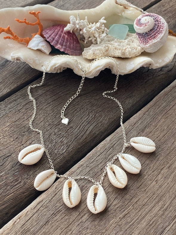 Silver 925 Necklace - Natural Cowrie Bliss