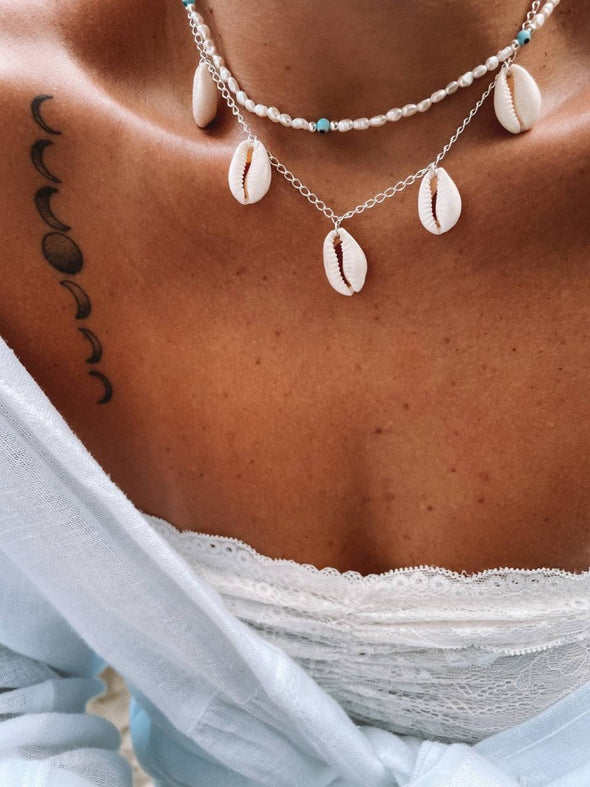 Silver 925 Necklace - Natural Cowrie Bliss