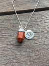 Silver 925 Necklace - Om Red Jasper
