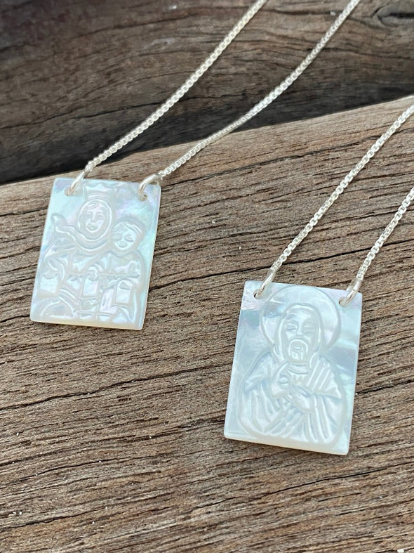 Silver 925 Scapular - St Anthony & Jesus