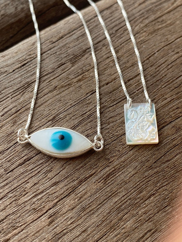 Silver 925 Scapular - St George & Greek Eye